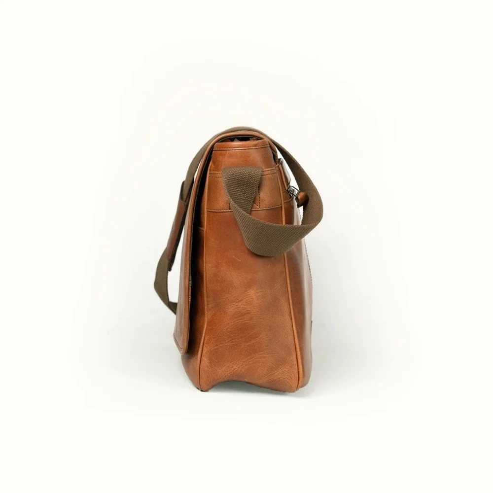 Roosevelt Buffalo Leather Satchel Messenger Bag | Amber Brown NIB